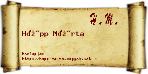Hápp Márta névjegykártya